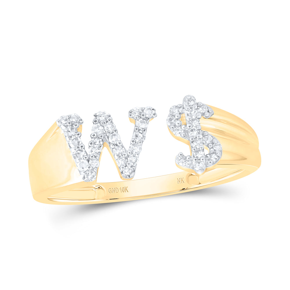 1/6CTW-DIA NK GIFT INITIAL "W" LADIES DOLLAR RING