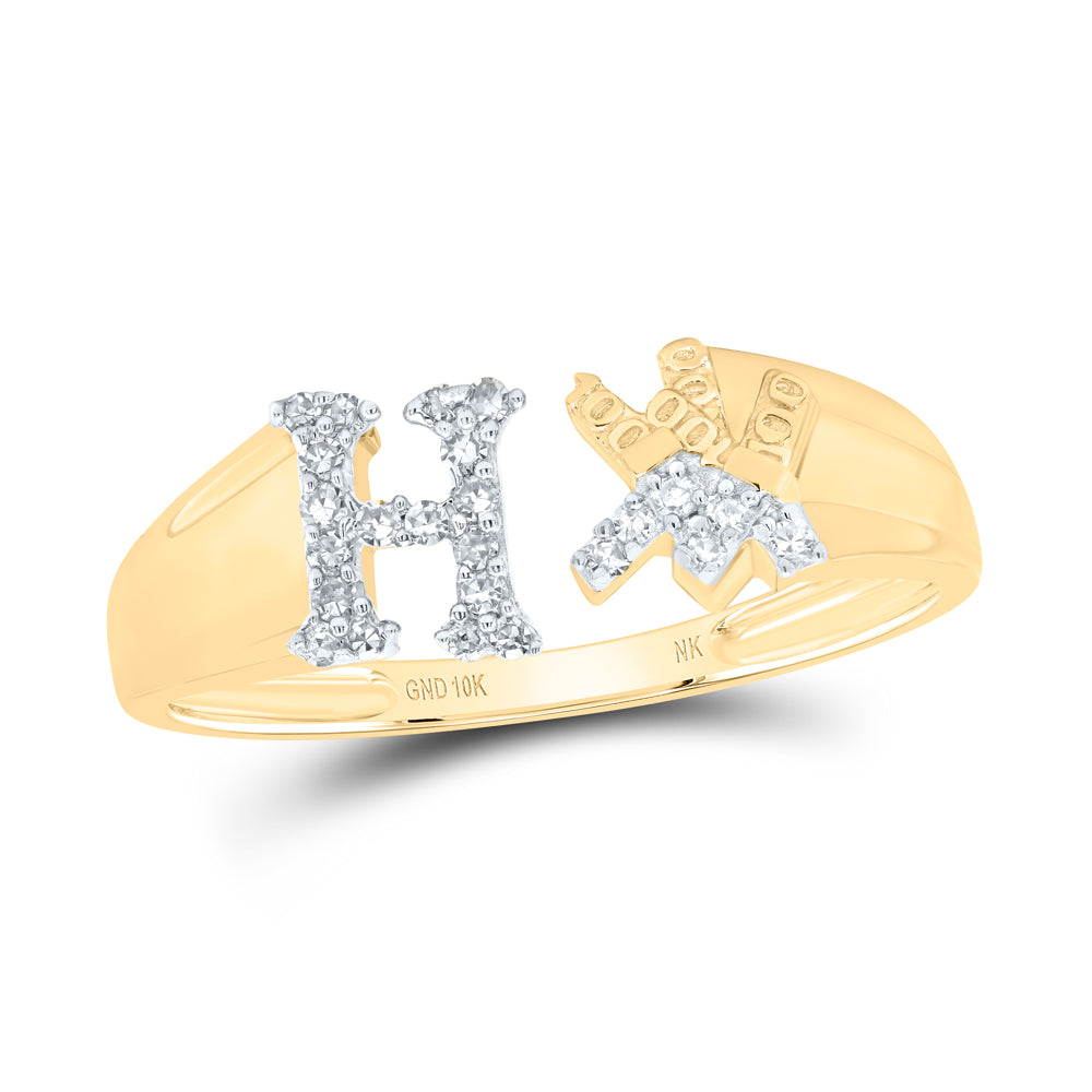 1/10CTW-DIA NK GIFT INITIAL "H" LADIES RING