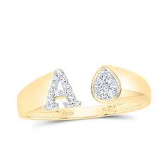 1/10CTW-DIA NK GIFT INITIAL "A" PEAR LADIES RING
