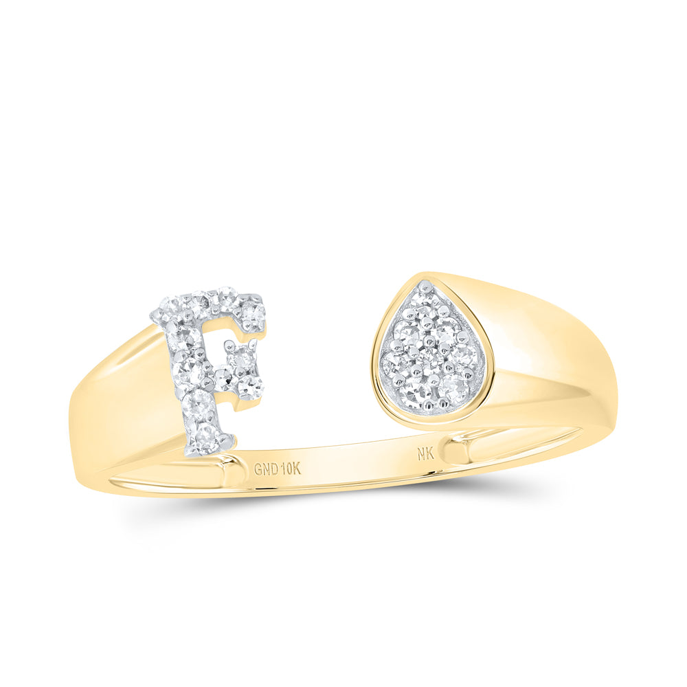 1/10CTW-DIA NK GIFT INITIAL "F" PEAR LADIES RING