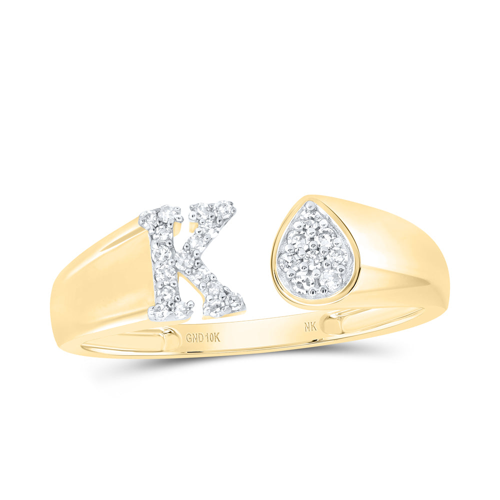 1/8CTW-DIA NK GIFT INITIAL "K" PEAR LADIES RING