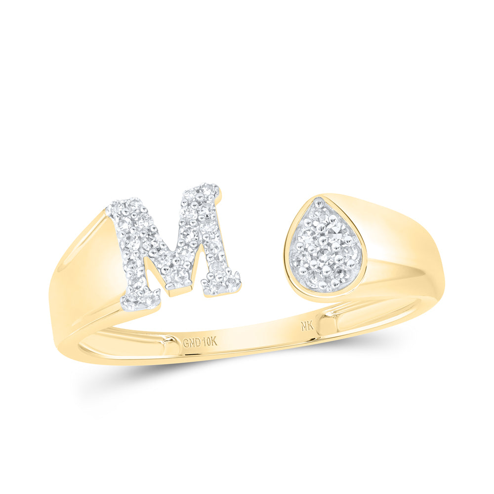 1/8CTW-DIA NK GIFT INITIAL "M" PEAR LADIES RING