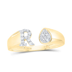 1/10CTW-DIA NK GIFT INITIAL "R" PEAR LADIES RING