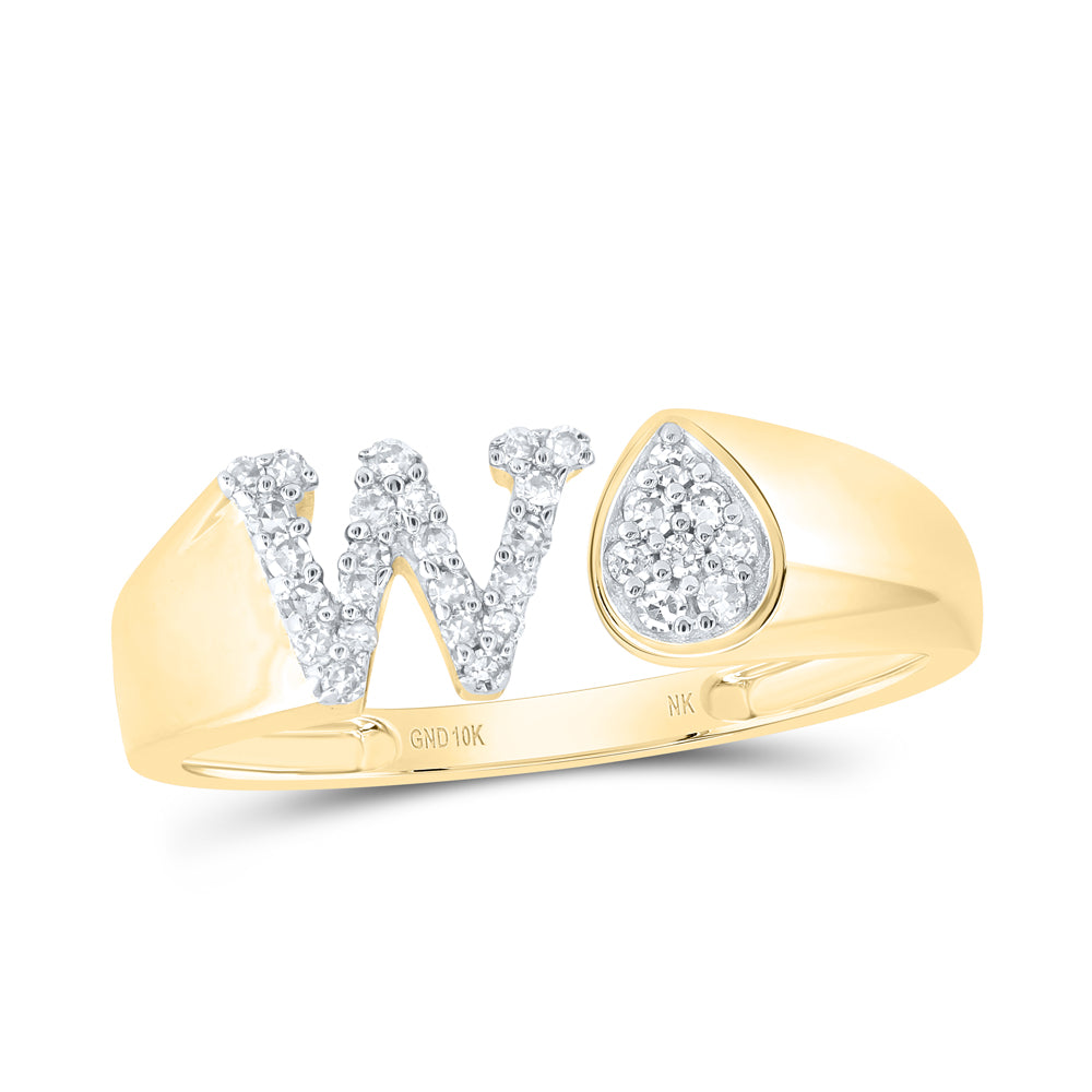 1/6CTW-DIA NK GIFT INITIAL "W" PEAR LADIES RING