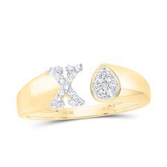 1/10CTW-DIA NK GIFT INITIAL "X" PEAR LADIES RING