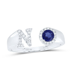 1/6CTW-DIA NK 4 MM RD-BS SYNTHETIC INITIAL "N" LADIES RING