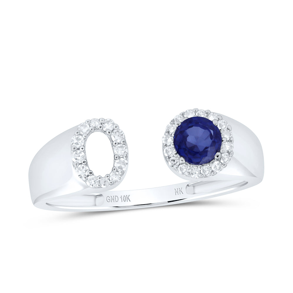 1/8CTW-DIA NK 4 MM RD-BS SYNTHETIC INITIAL "O" LADIES RING