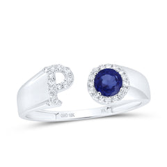 1/8CTW-DIA NK 4 MM RD-BS SYNTHETIC INITIAL "P" LADIES RING