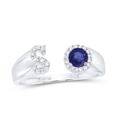 1/8CTW-DIA NK 4 MM RD-BS SYNTHETIC INITIAL "S" LADIES RING