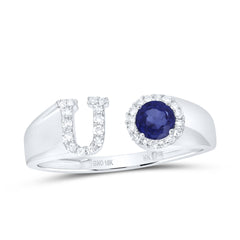 1/8CTW-DIA NK 4 MM RD-BS SYNTHETIC INITIAL "U" LADIES RING