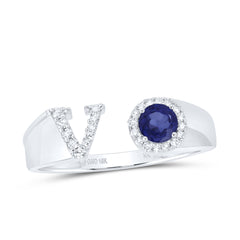 1/8CTW-DIA NK 4 MM RD-BS SYNTHETIC INITIAL "V" LADIES RING