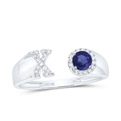 1/8CTW-DIA NK 4 MM RD-BS SYNTHETIC INITIAL "X" LADIES RING