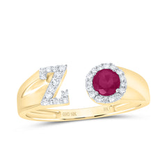 1/8CTW-DIA NK 4 MM RD-RU SYNTHETIC INITIAL  "Z" LADIES RING