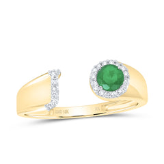 1/10CTW-DIA NK 4 MM RD-EM SYNTHETIC INITIAL  "J" LADIES RING