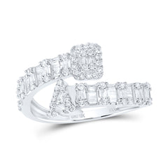 10K White Gold 1/2 CTW-Natural Diamond Fashion Initial "A" Ladies Cuff Ring 2.09 Gram