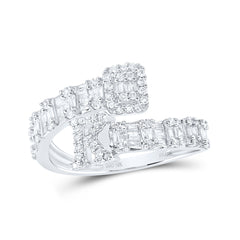 10K White Gold 5/8 CTW-Natural Diamond Fashion Initial "K" Ladies Cuff Ring 2.15 Gram
