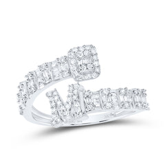 10K White Gold 1/2 CTW-Natural Diamond Fashion Initial "M" Ladies Cuff Ring 2.2 Gram