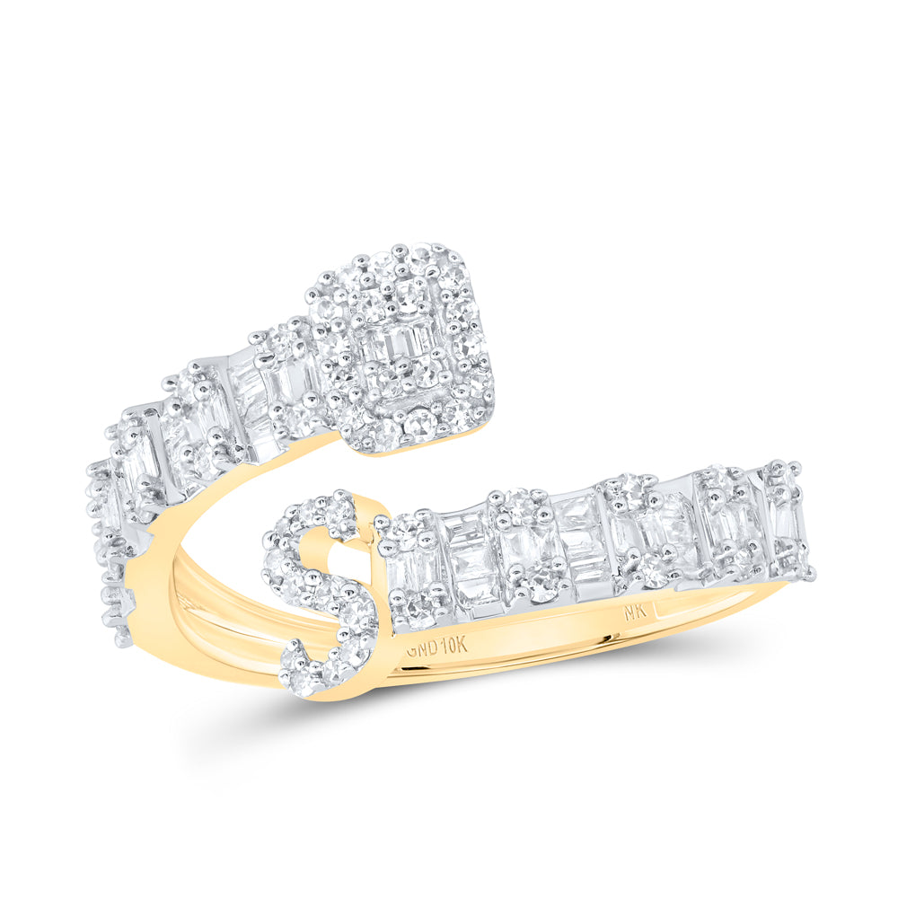1/2CTW-DIA NK FASHION INITIAL "S" LADIES CUFF RING