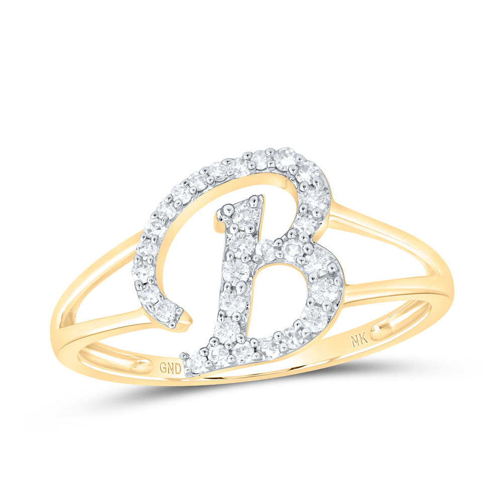 1/5CTW-DIA NK GIFT INITIAL "B" LADIES RING