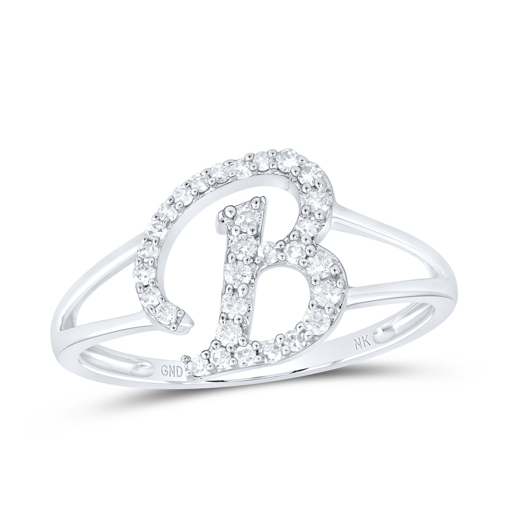 1/5CTW-DIA NK GIFT INITIAL "B" LADIES RING
