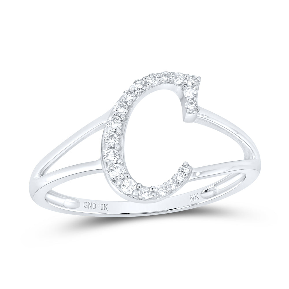 1/8CTW-DIA NK GIFT INITIAL "C" LADIES RING
