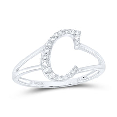 1/8CTW-DIA NK GIFT INITIAL "C" LADIES RING
