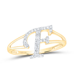 1/6CTW-DIA NK GIFT INITIAL "F" LADIES RING