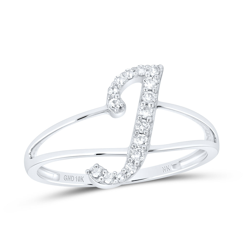 1/8CTW-DIA NK GIFT INITIAL "J" LADIES RING