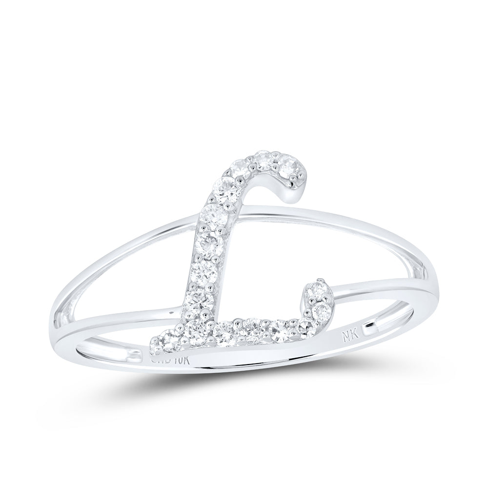 1/8CTW-DIA NK GIFT INITIAL "L" LADIES RING