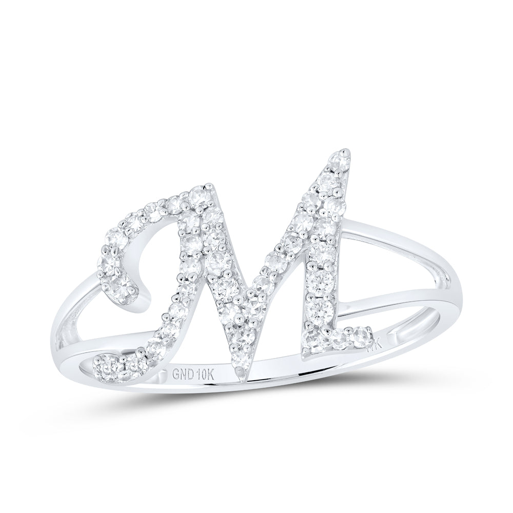 1/5CTW-DIA NK GIFT INITIAL "M" LADIES RING
