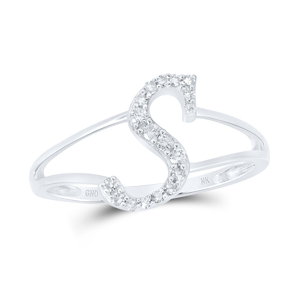 1/8CTW-DIA NK GIFT INITIAL "S" LADIES RING