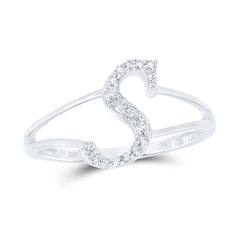 1/8CTW-DIA NK GIFT INITIAL "S" LADIES RING