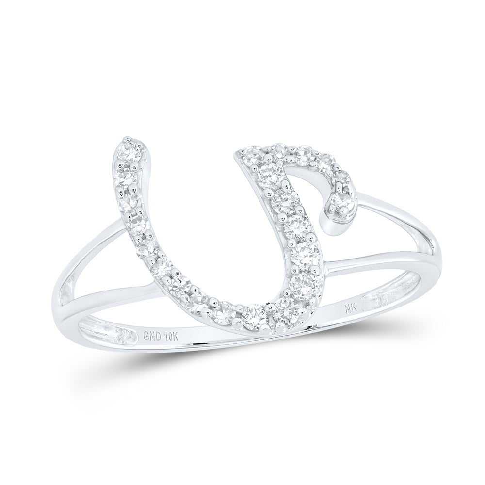 1/6CTW-DIA NK GIFT INITIAL "U" LADIES RING