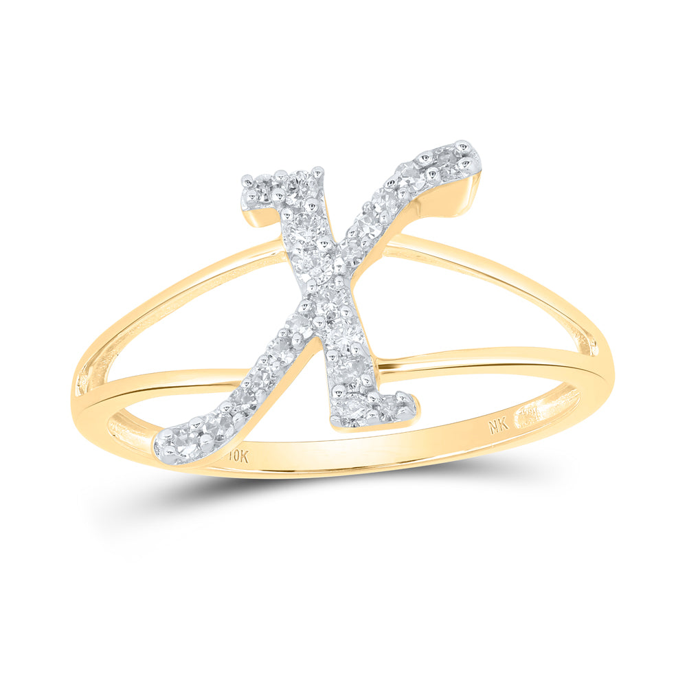 1/6CTW-DIA NK GIFT INITIAL "X" LADIES RING