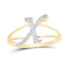 1/6CTW-DIA NK GIFT INITIAL "X" LADIES RING