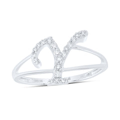 1/6CTW-DIA NK GIFT INITIAL "Y" LADIES RING