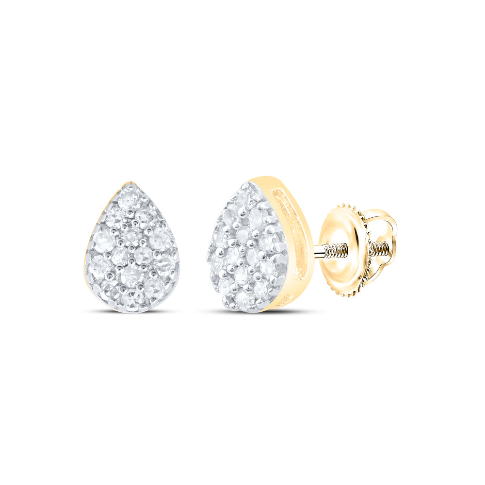 Yellow-Tone Sterling 1/10 CTW-Natural Diamond Gift Pear Stud Earring 0.82 Gram