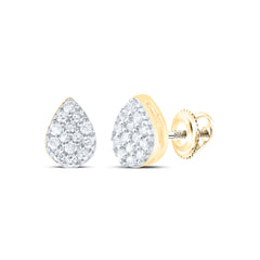 Yellow-Tone Sterling 1/10 CTW-Natural Diamond Gift Pear Stud Earring 0.82 Gram