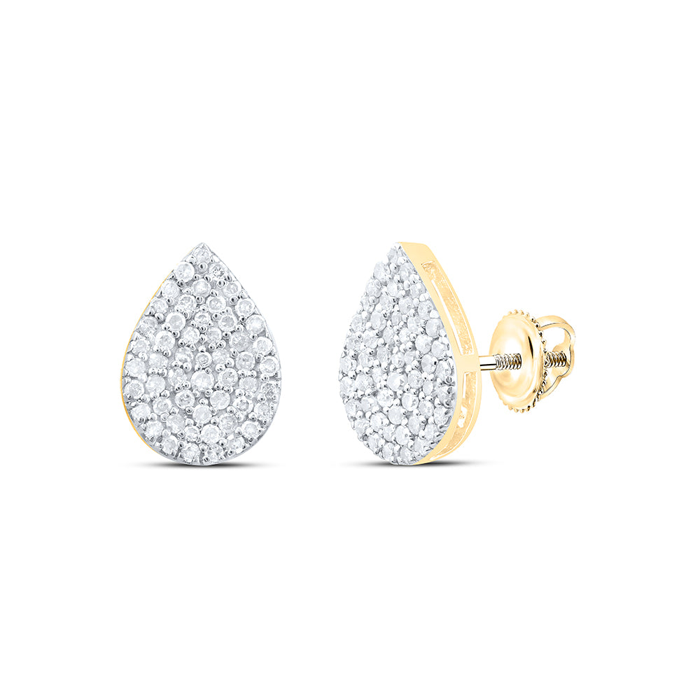 Yellow-Tone Sterling 3/8 CTW-Natural Diamond Gift Pear Stud Earring 1.51 Gram