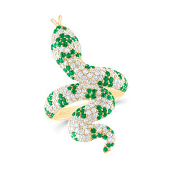 1 1/3CTW-DIA ANA M 7/8CTW RD-EM NAT GEM SNAKE RING