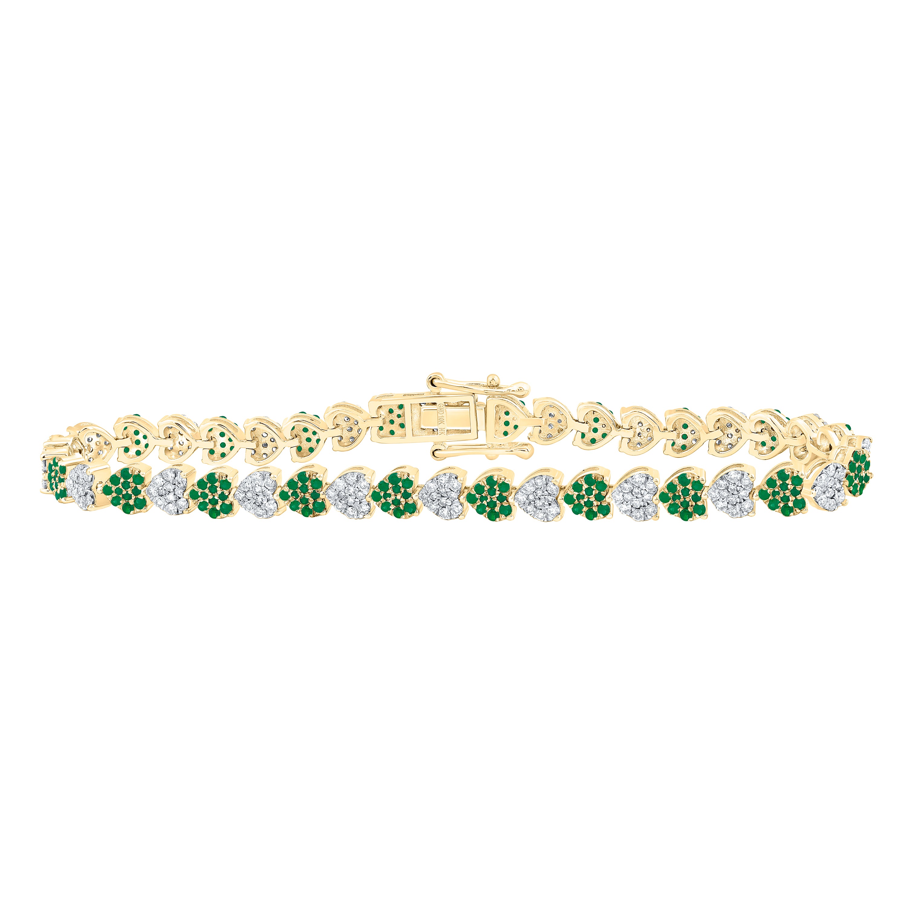 1 1/4CTW-DIA NK 1CTW RD-EM NAT GEM HEART BRACELET(7 INCH)