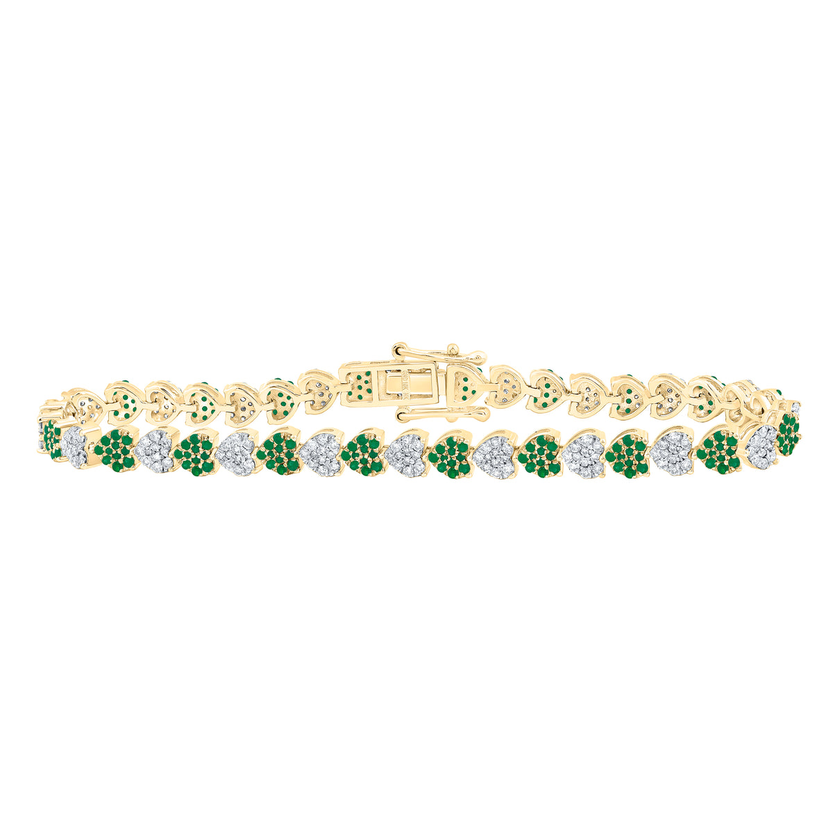 1 1/4CTW-DIA NK 1CTW RD-EM NAT GEM HEART BRACELET(7 INCH)
