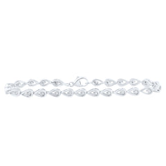 Sterling Silver 1/8 CTW-Natural Diamond Gift Pear Bracelet(7 Inch ) 9.01 Gram