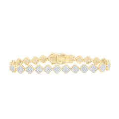 10K Yellow Gold 1 7/8 CTW-Natural Diamond Fashion Clover Bracelet (7 Inch ) 9.26 Gram
