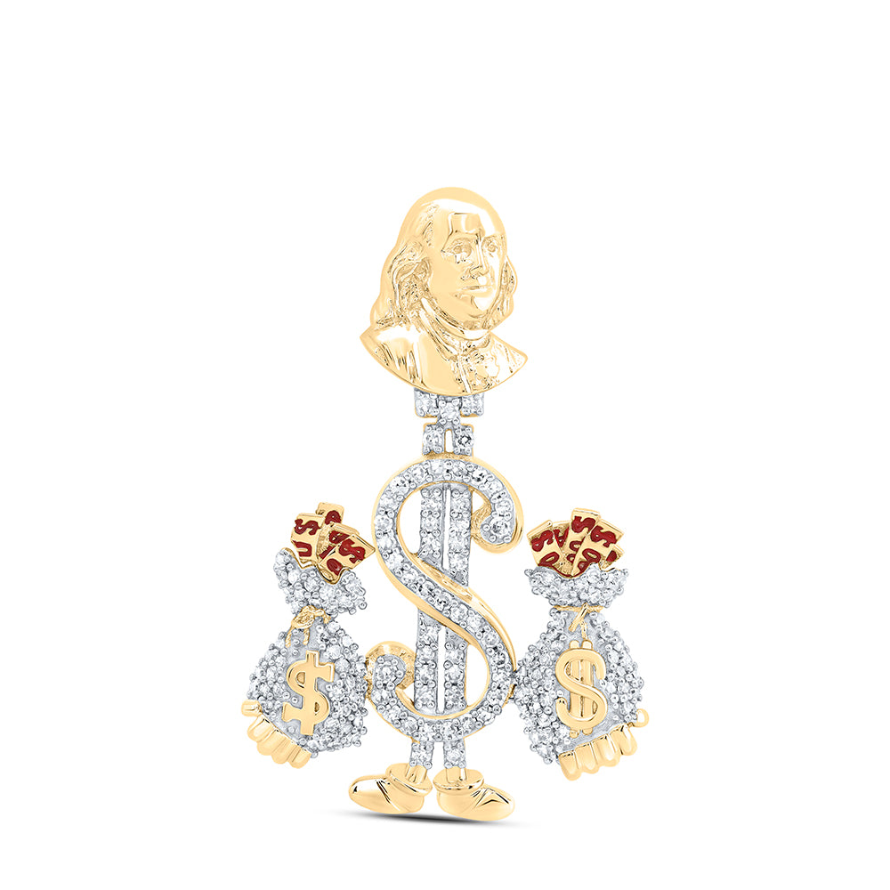 1/2CTW-DIA NK BENJAMIN DOLLAR MONEY BAG MENS CHARM