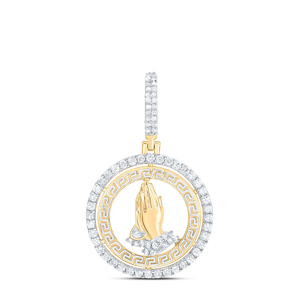 1/2CTW-DIA NK PRAYING HAND MENS CHARM
