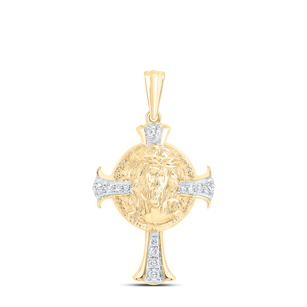 1/6CTW-DIA NK JESUS  MENS CROSS CHARM