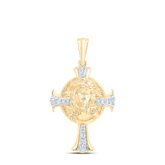 1/6CTW-DIA NK JESUS  MENS CROSS CHARM