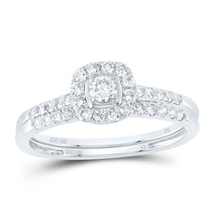 1/2CTW-DIA NK CUSHION SINGLE HALO BRIDAL SET