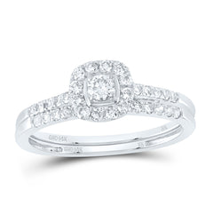 1/2CTW-DIA NK CUSHION SINGLE HALO BRIDAL SET